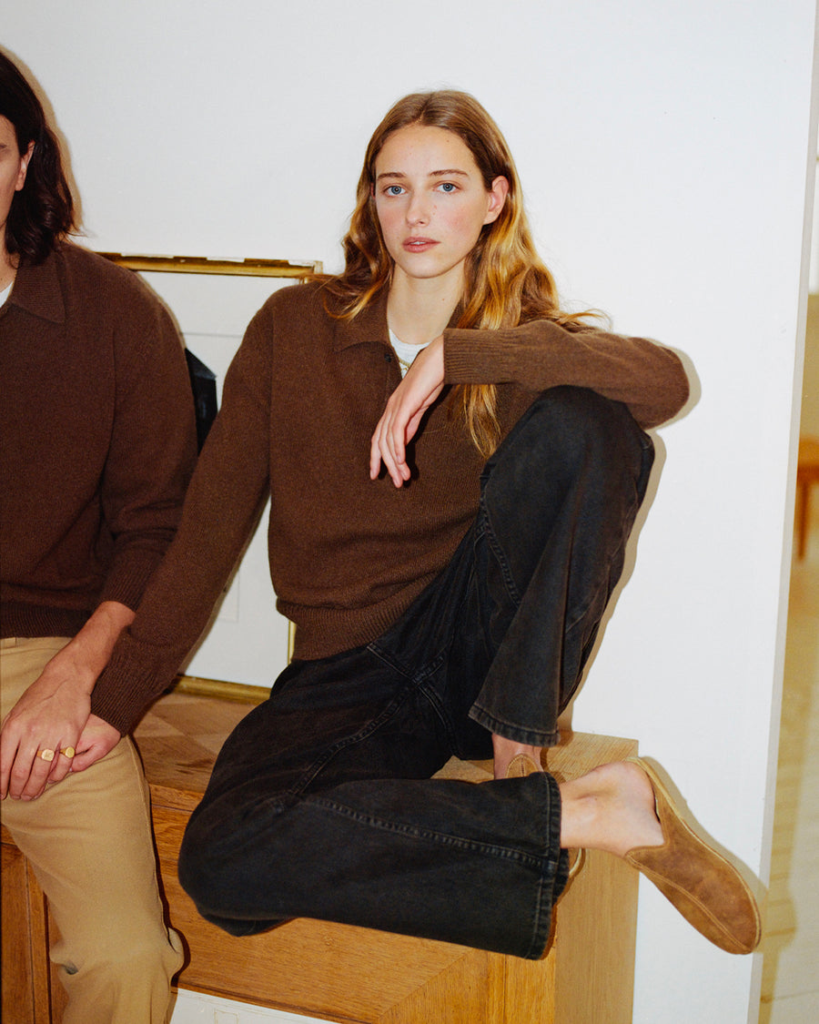 Tricot x Sabah Cashmere Polo - Marron