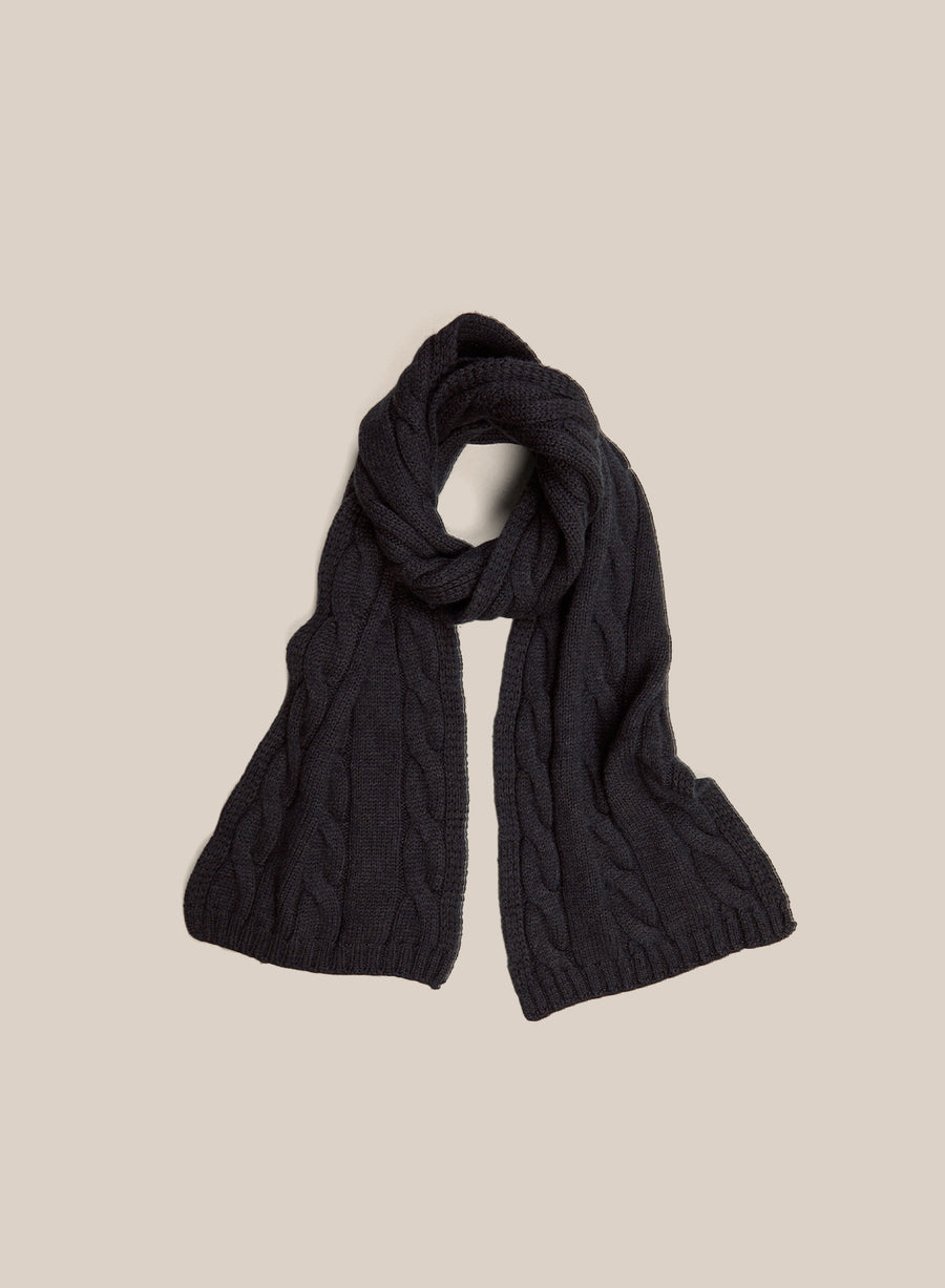 Cable Knit Scarf - Charcoal