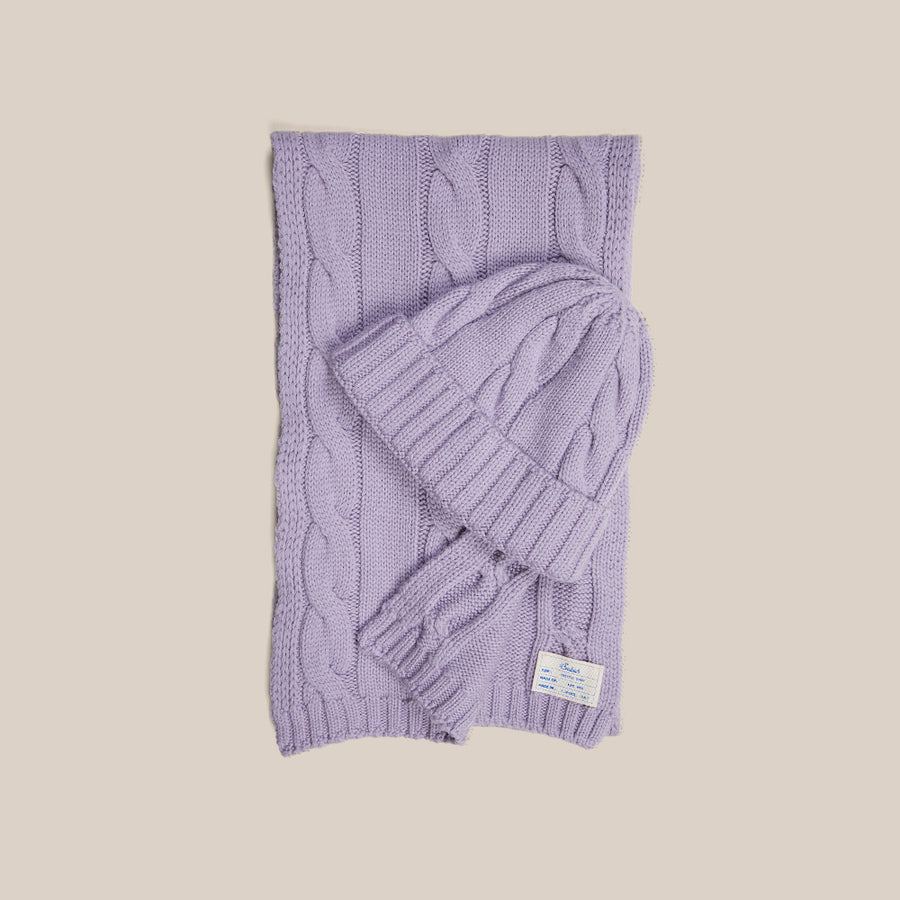 Cable Knit Scarf - Lilac