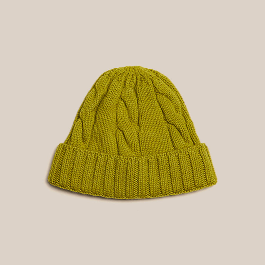 Cable Knit Beanie - Lime Green