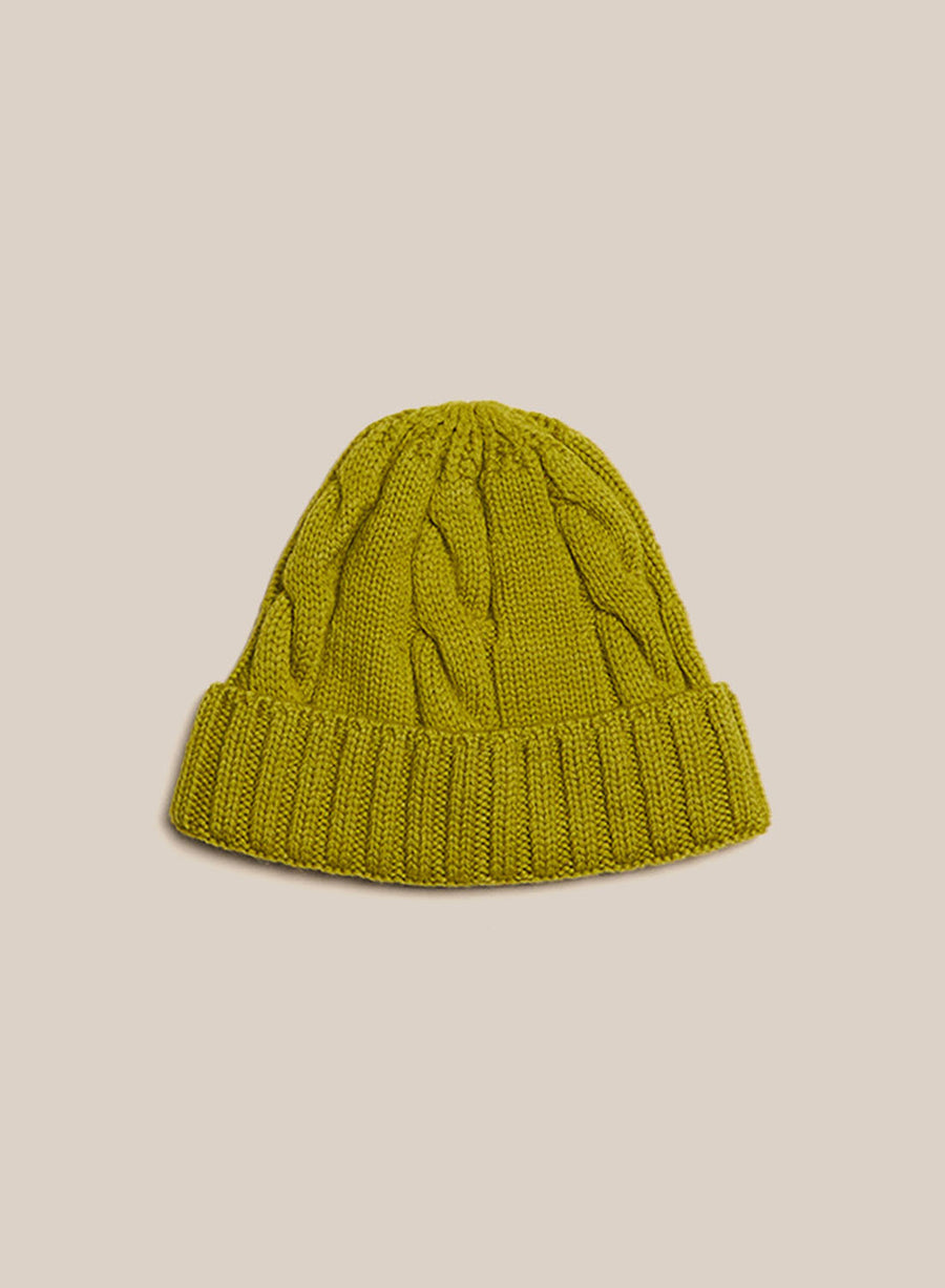 Cable Knit Beanie - Lime Green