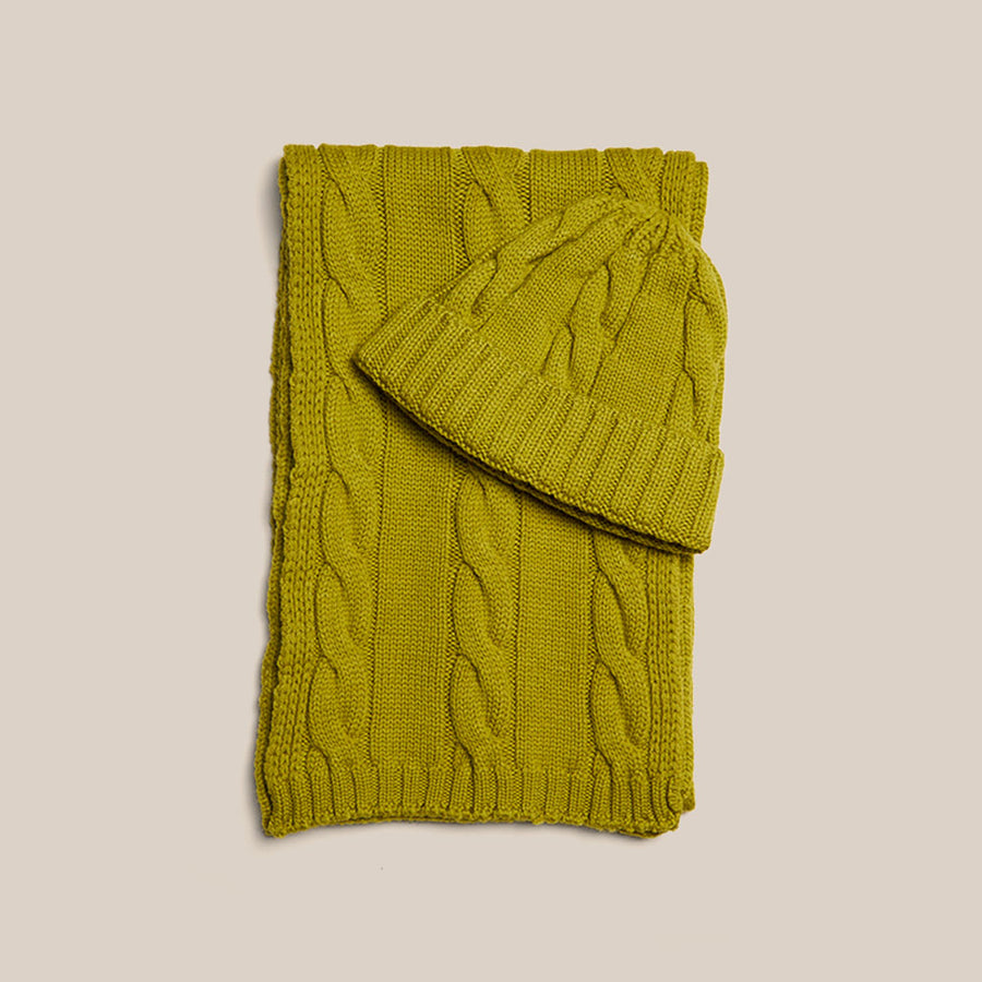 Cable Knit Beanie - Lime Green