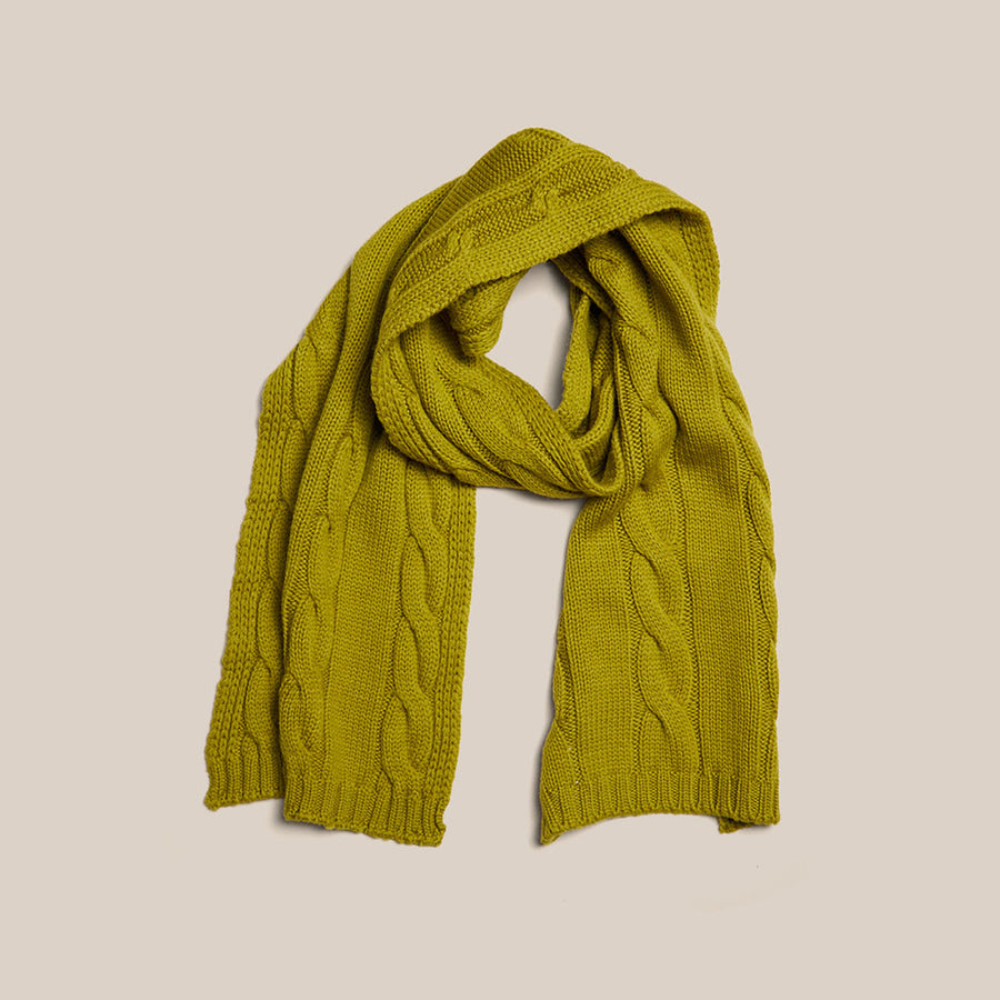 Cable Knit Scarf - Lime Green