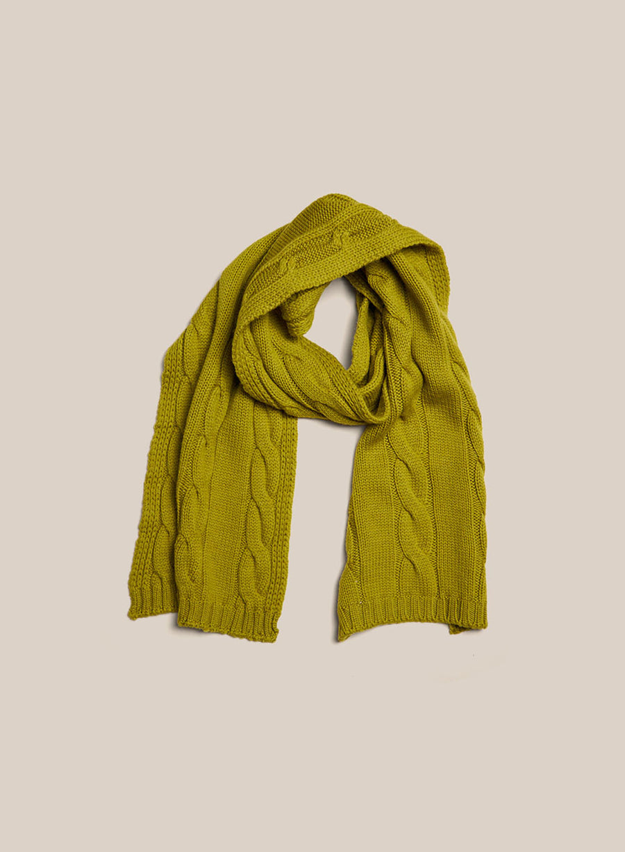 Cable Knit Scarf - Lime Green