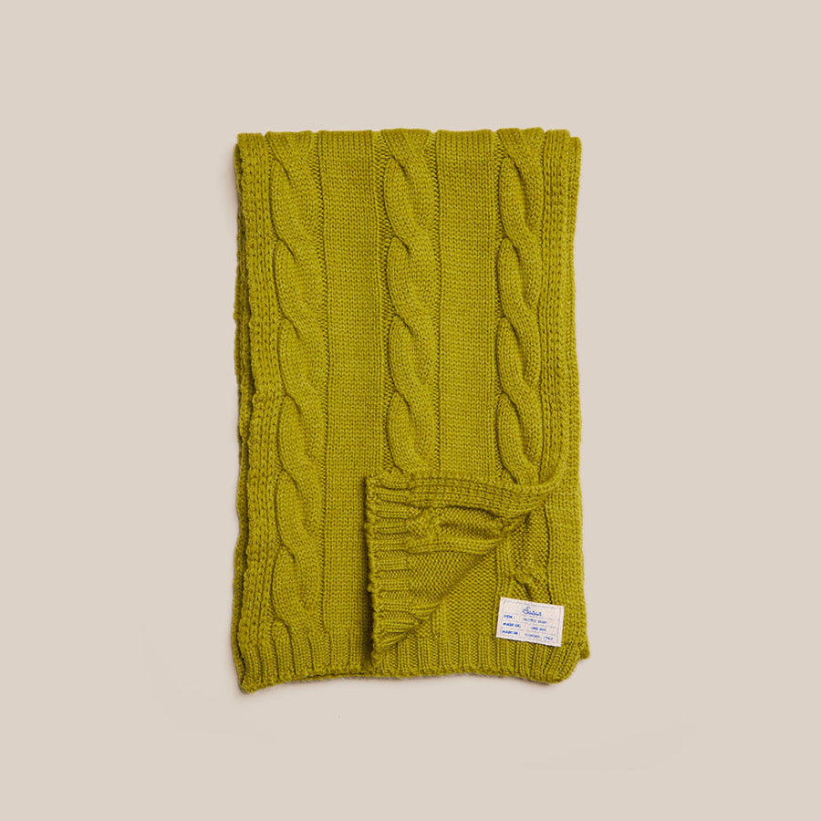 Cable Knit Scarf - Lime Green