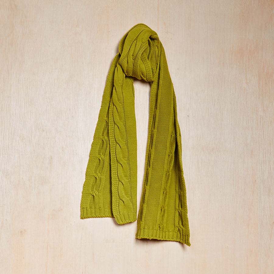 Cable Knit Scarf - Lime Green