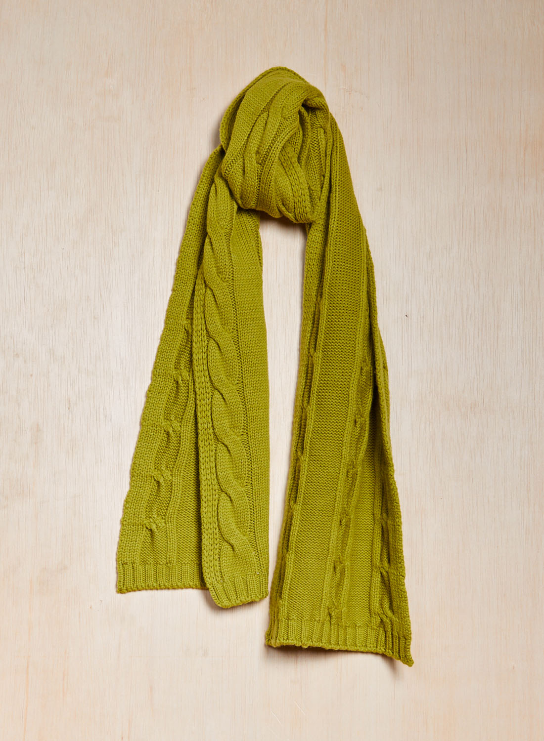 Cable Knit Scarf - Chartreuse