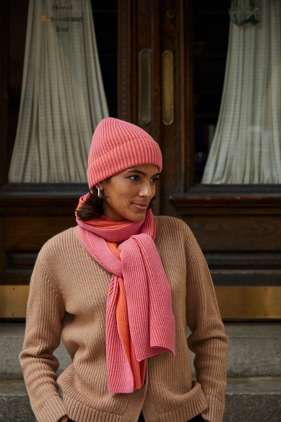 Sabah Pink/Orange Wool Scarf